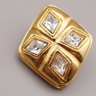 Chanel Vintage CC Diamond Clip-On Earrings Metal