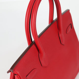 Hermes Birkin Handbag Red Epsom with Palladium Hardware