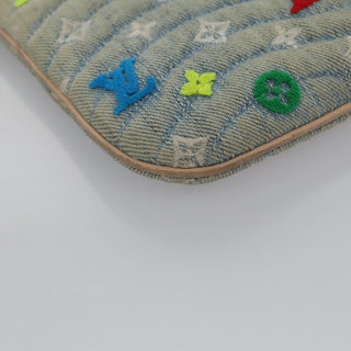 Louis Vuitton New Wave Zipped Pochette Monogram Embroidered Quilted Denim