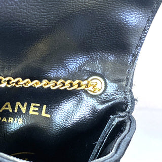 Chanel CC Logo Micro Matelasse Shoulder Bag Pouch Canvas