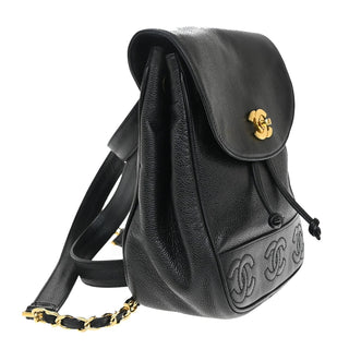 Chanel Vintage Triple Stitched CC Flap Backpack Caviar