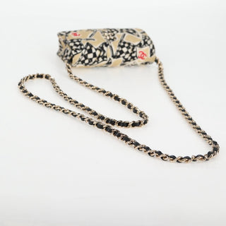 Chanel Flap Card Holder on Chain Quilted Printed Canvas