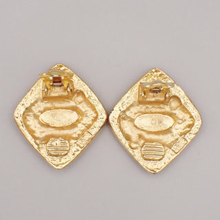 Chanel Vintage CC Diamond Clip-On Earrings Metal