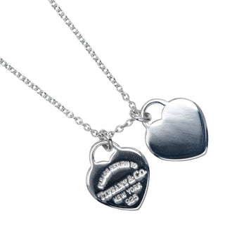 Tiffany & Co. Return to Tiffany Double Heart Tag Pendant Necklace Silver 925