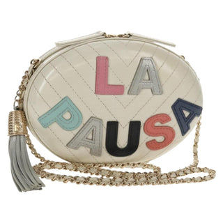 Chanel La Pausa Evening Bag Chevron Lambskin with Applique