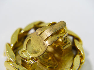 Chanel Vintage CC Round Clip-On Earrings Metal with Crystals