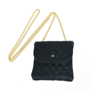Chanel CC Logo Micro Matelasse Shoulder Bag Pouch Canvas