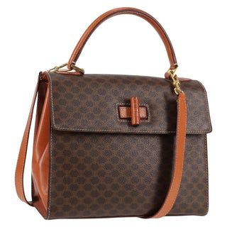 Celine Vintage Convertible Top Handle Bag Macadam Coated Canvas