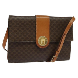 Celine Vintage Macadam Shoulder Bag Canvas and Leather