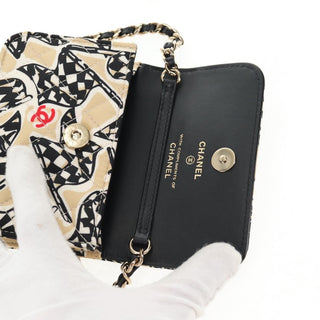 Chanel Flap Card Holder on Chain Quilted Printed Canvas