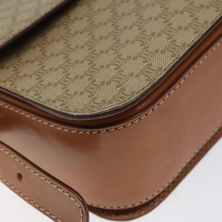 Celine Vintage Convertible Macadam Turnlock Shoulder Bag Canvas and Leather
