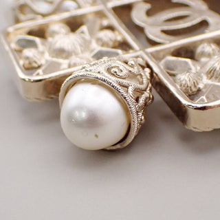 Chanel CC Graduated Long Necklace Metal and Faux Pearls