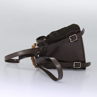 Gucci Vintage Bamboo Backpack Nylon and Patent Leather