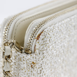 Chanel Deauville Double Zip Clutch with Chain Raffia