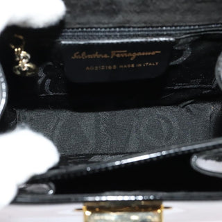 Salvatore Ferragamo Gancini Convertible Top Handle Bag Patent Leather