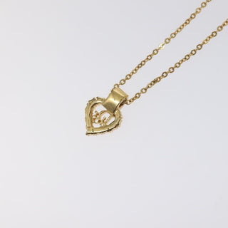 Christian Dior Logo Heart Pendant Necklace Metal