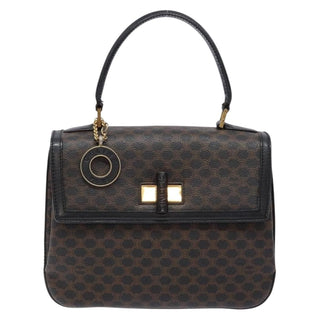 Celine Vintage Convertible Top Handle Bag Macadam Coated Canvas