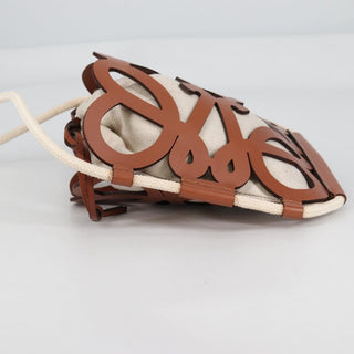 Loewe Anagram Drawstring Bucket Crossbody Bag Leather with Canvas