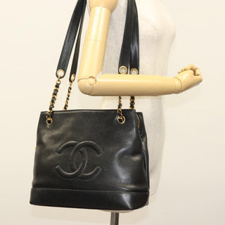 Chanel Vintage CC Logo Chain Tote Caviar