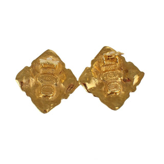Chanel Vintage CC Diamond Clip-On Earrings Metal and Imitation Pearl