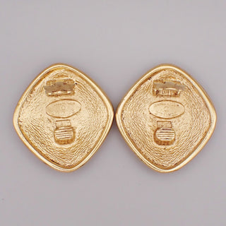 Chanel Vintage CC Diamond Clip-On Earrings Metal