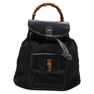 Gucci Vintage Bamboo Backpack Nylon and Patent Leather