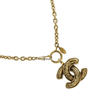 Chanel Vintage Quilted CC Pendant Necklace Metal