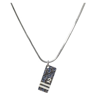 Christian Dior Trotter Motif Necklace Engraved Metal
