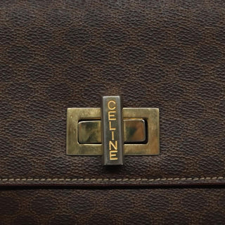 Celine Vintage Convertible Macadam Turnlock Shoulder Bag Canvas and Leather