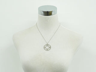 Tiffany & Co. Atlas Open Medallion Pendant Necklace 18K White Gold with Diamonds