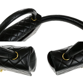 Chanel Vintage Twin Top Handle Flap Bag Quilted Lambskin