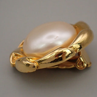Chanel Vintage Round Clip-On Earrings Metal with Faux Pearl