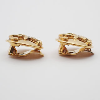 Chanel Vintage CC Logo Round Clip on Earrings Textured Metal
