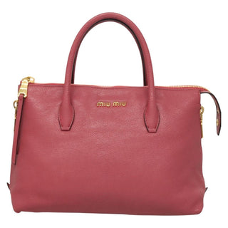 Miu Miu Convertible Madras Side Zip Satchel Grainy Leather
