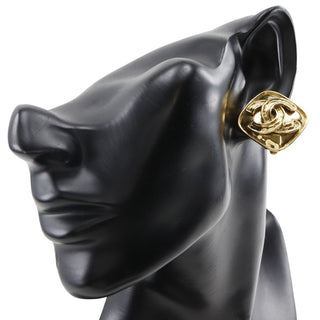 Chanel Vintage Diamond Clip-On Earrings Gold-plated