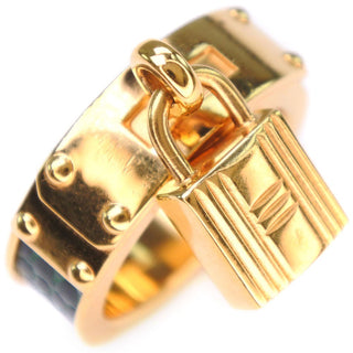 Hermes Kelly Gavroche Ring Gold plated and Leather