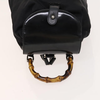 Gucci Vintage Bamboo Backpack Nylon and Patent Leather