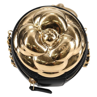 Chanel Round Camellia Coin Purse Leather