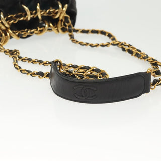 Chanel Vintage Drawstring Chain Bucket Bag Quilted Canvas