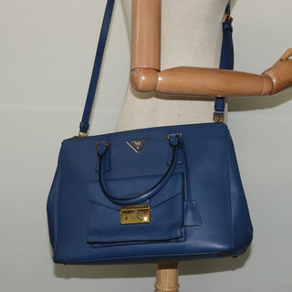 Prada Front Pocket Double Zip Lux Tote Saffiano Leather