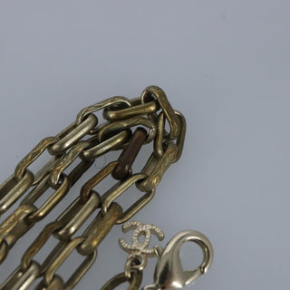 Chanel Vintage Double Strand CC Pendant Necklace Metal with Crystals