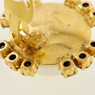 Chanel Vintage Round Clip-On Earrings Metal with Faux Pearl