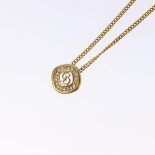Christian Dior CD Round Pendant Necklace Metal and Crystals