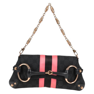 Gucci Horsebit Chain Clutch GG Canvas with Leather