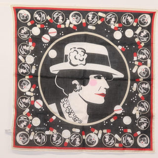 Chanel Scrunchie and Square Scarf Hair Tie Set Printed Silk