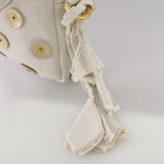 Louis Vuitton Polka Dot Panama Bowly Handbag Embellished Canvas