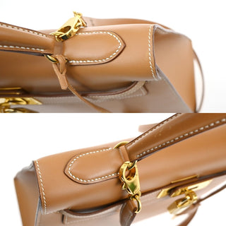 Hermes Kelly Handbag Light Chamonix with Gold Hardware