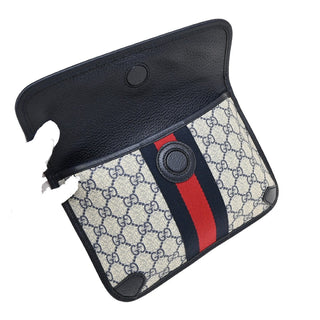 Gucci Ophidia Flap Belt Bag GG Coated Canvas with Leather
