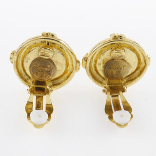 Chanel Vintage Round CC Clip-On Earrings Metal