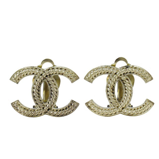 Chanel CC Hoop Clip-On Earrings Crystal Embellished Metal